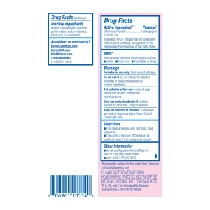 Drug Facts label for Boiron Calendula Gel showing Calendula officinalis 1X HPUS 7 percent, uses, warnings and directions