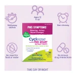 Boiron Cyclease PMS Relief meltaway tablets: for ages 12 and up, non-drowsy, no need for food or water, no known drug interactions, take day or night