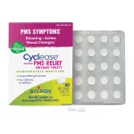 Boiron Cyclease PMS Relief box beside a blister sleeve of meltaway tablets and two loose tablets