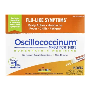 Boiron Oscillococcinum box of 12 single-dose tubes of meltaway pellets for flu-like symptoms