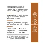 Derma Serum label panel: how to apply, storage, and vegetarian, non-GMO, gluten free and dairy free markings