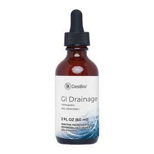DesBio GI Drainage homeopathic drops, 2 fl oz (60 ml) dropper bottle, front
