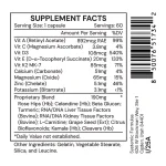 DV3 supplement facts: vitamins A, C, D3, E and K2 MK-7 with calcium, magnesium, zinc, potassium and a herbal blend