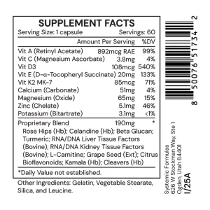 dv3-supplement-facts DV3 supplement facts: vitamins A, C, D3, E and K2 MK-7 with calcium, magnesium, zinc, potassium and a herbal blend
