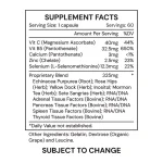 Ga Adrenal supplement facts: vitamin C, vitamin B5, calcium, zinc and selenium with a proprietary blend of echinacea, rose hips, yellow dock, inositol, mormon tea, sete sangrias and RNA/DNA tissue factors