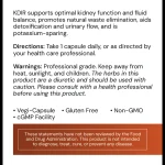 KDIR label panel: directions, diuretic caution, vegi-capsule, gluten free and non-GMO markings