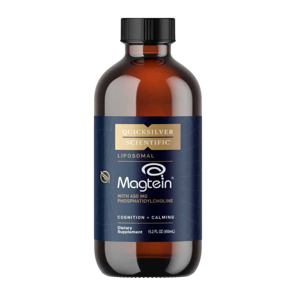 Quicksilver Scientific Liposomal Magtein 450 mL amber bottle, front of bottle