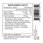 N3 Relaxa supplement facts: niacin and calcium malate with a proprietary blend of tayuya, blue vervain, valerian, passion flower, mandrake, L-tryptophan, L-tyrosine and L-methionine