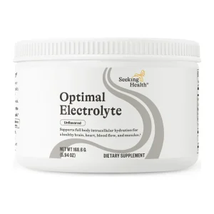 Seeking Health Optimal Electrolyte Unflavoured, front of the 168.6 g tub
