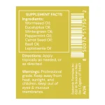WO Oil ingredients: wormseed, eucalyptus, wintergreen, peppermint, carrot seed, basil and leptotaenia oils