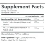 Calroy Selentra HP Supplement Facts: FEM-936 blend of OsteoCaf Indian rosewood leaf extract and VMK223 postbiotic